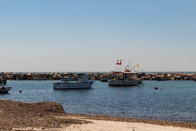 Scenic view of sea against clear sky