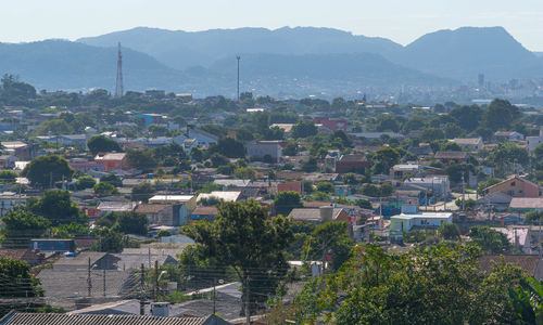 High angle view of townscape against sky