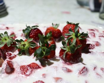 Close-up of strawberries in plate