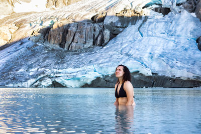 Portrait of a woman in water