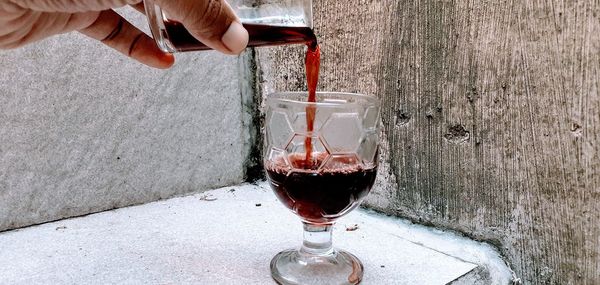 Close-up of beer glass