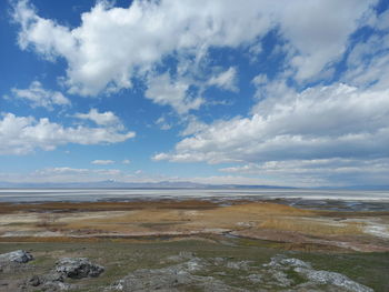 Scenic view of land against sky