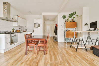 Empty chairs and table at home