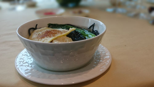 Close-up of soup in bowl