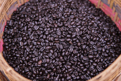 Close-up of coffee beans in basket