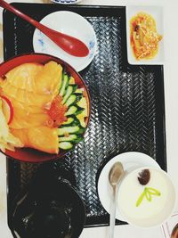 Directly above shot of dessert on table