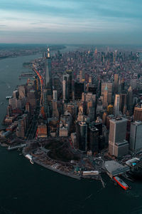 The south manhattan in new york city as seen from a helicopter