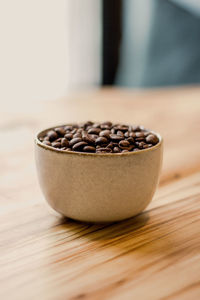 Close-up of coffee cup on table