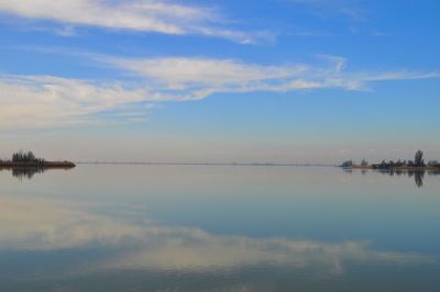 Reflection of clouds in calm sea