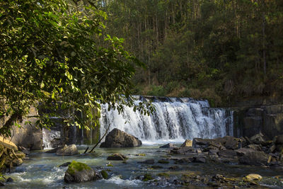 Scenic view of river flowing through rocks