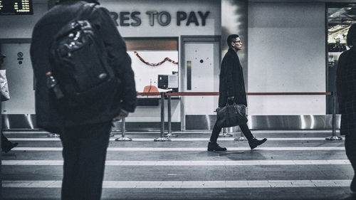 Woman standing in city