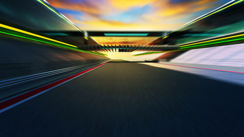 Light trails on road in city