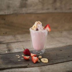 Close-up of ice cream on table