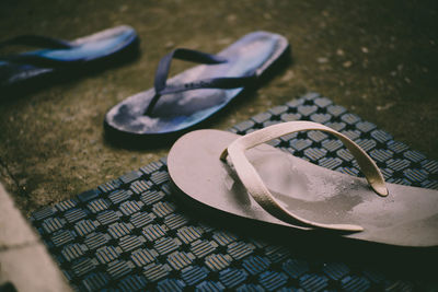 Slipping slippers after the rain. 