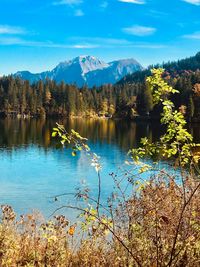 Scenic view of lake against sky