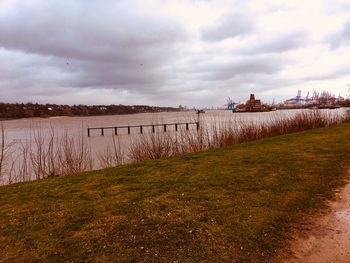 Scenic view of river against sky