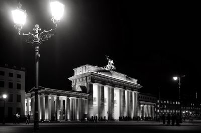 Low angle view of illuminated brandenburg gate