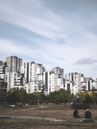 City against cloudy sky