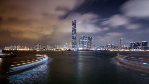 Scenic view of illuminated city at night