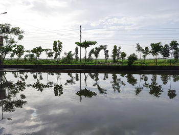 Scenic view of lake against sky