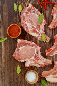 High angle view of food on cutting board