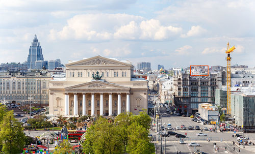 Bolshoi theatre, panoramic view from the belfry of the monastery of the holy mandylion