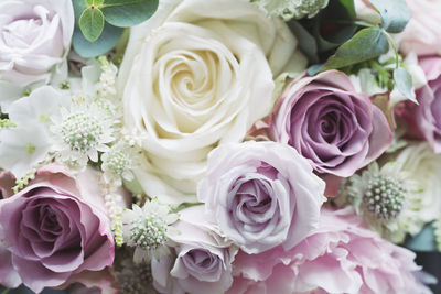 High angle view of rose bouquet