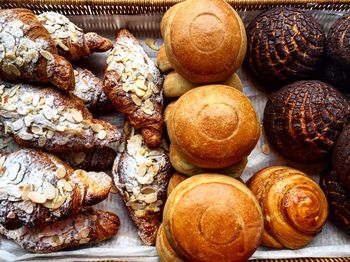 High angle view of baked party items