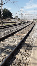 Railroad tracks against sky