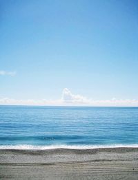 Scenic view of sea against blue sky