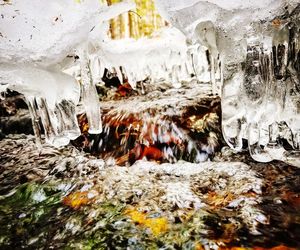 Close-up of icicles on rocks