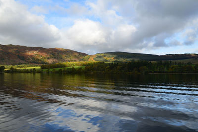 Serene lake against clouds