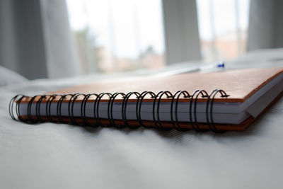 Close-up of book on table