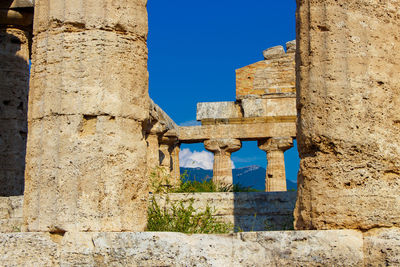 Old ruin building against clear sky