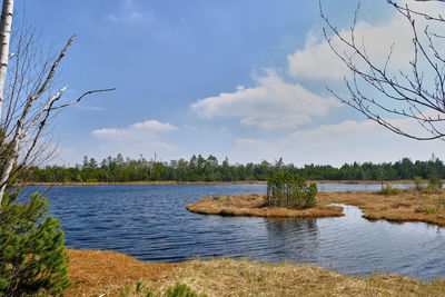 Scenic view of lake against sky