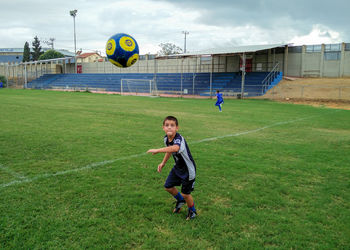 Boy playing in park