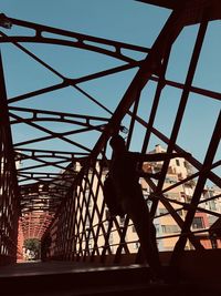 Silhouette man standing on bridge against sky