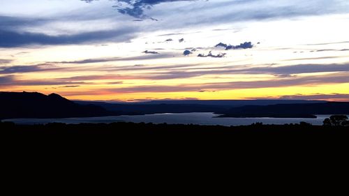 Scenic view of landscape against sky during sunset