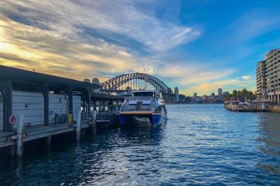 The manly fast ferry docked at circular quay, sydney 
