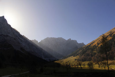 Scenic view of mountains against clear sky