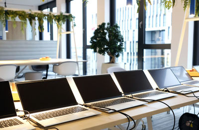 Close-up of laptop on table