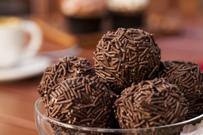 Close-up of dessert on table