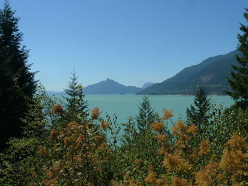 Scenic view of mountains against clear sky