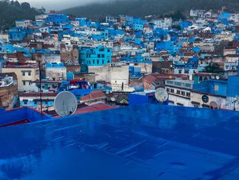 High angle view of buildings in city