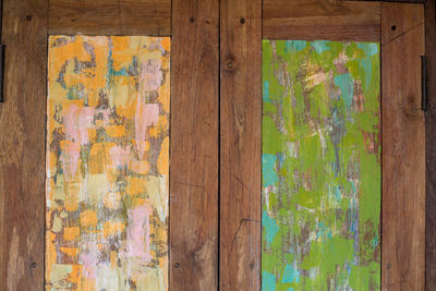 Close-up of floral pattern on wood