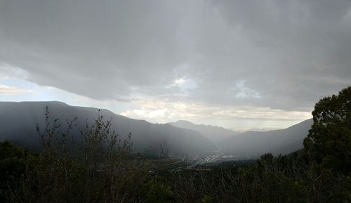 Scenic view of mountains against sky