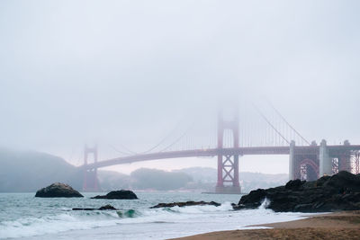 Suspension bridge over sea