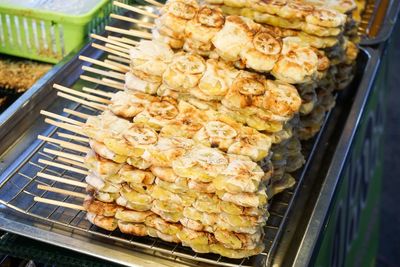 High angle view of food in tray