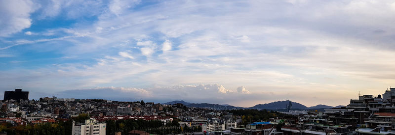 High angle view of townscape against sky