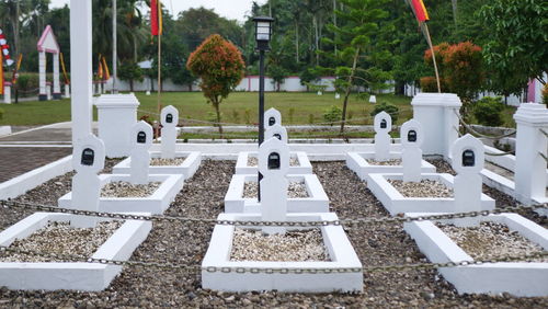 View of empty park in city